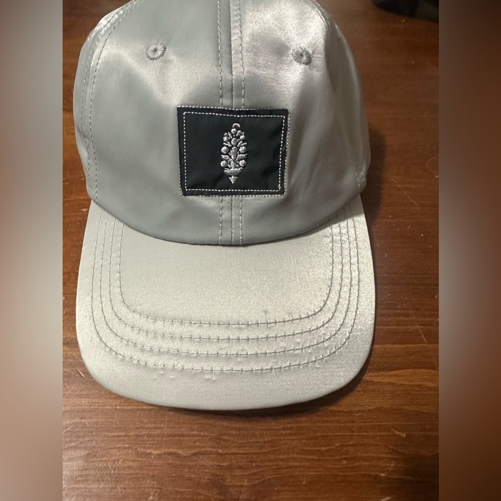 Free People Metallic Silver Cap with Embroidered Detail
